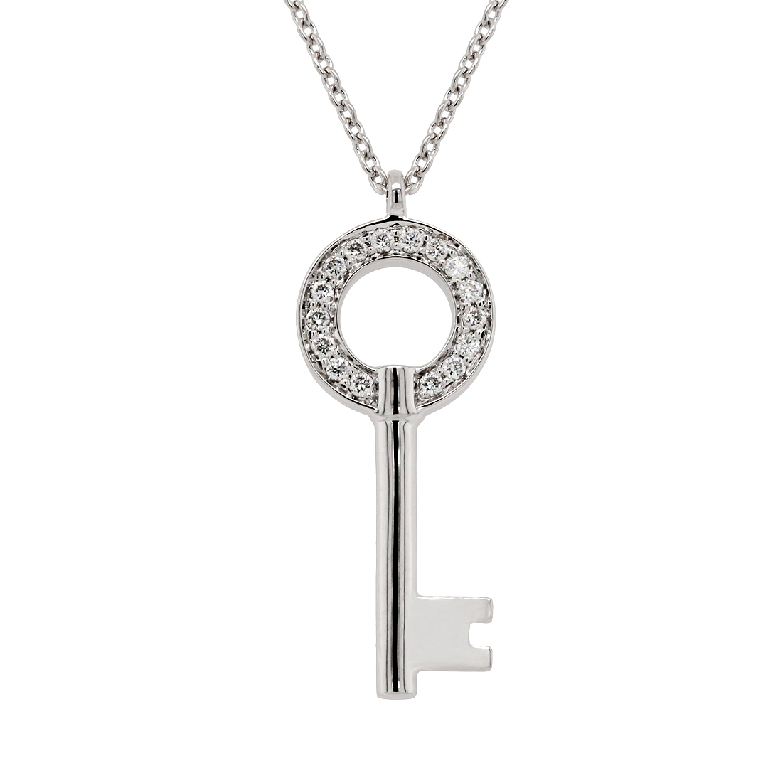 0.06ct Pave Diamond Key 18ct White Gold Pendant