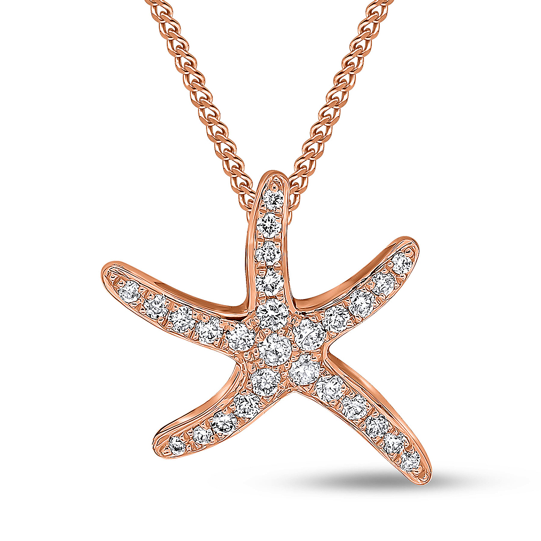 0.15ct Diamond Starfish 18ct Rose Gold Pendant