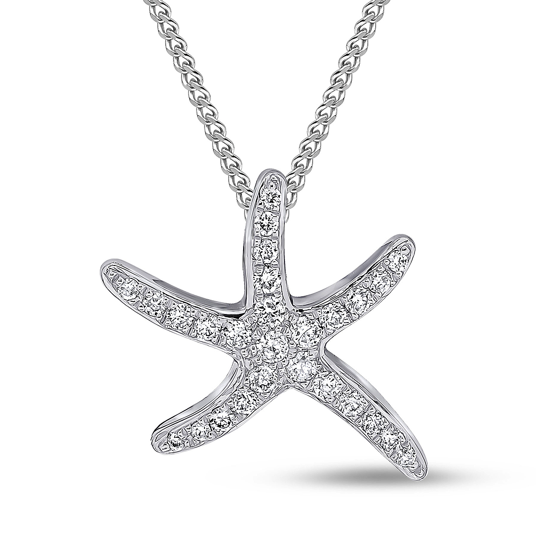 0.15ct Diamond Starfish 18ct White Gold Pendant