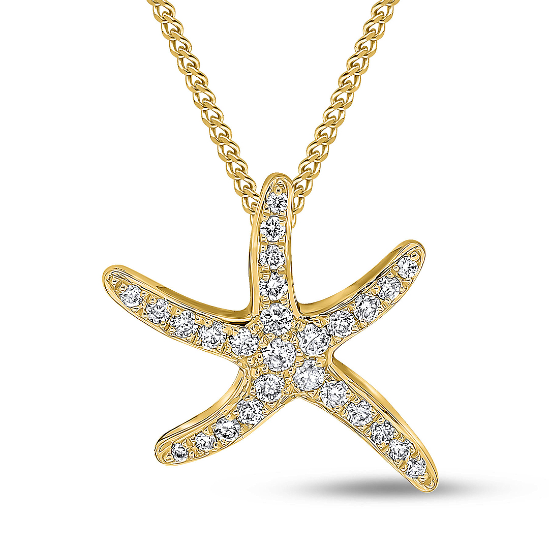 0.15ct Diamond Starfish 18ct Yellow Gold Pendant