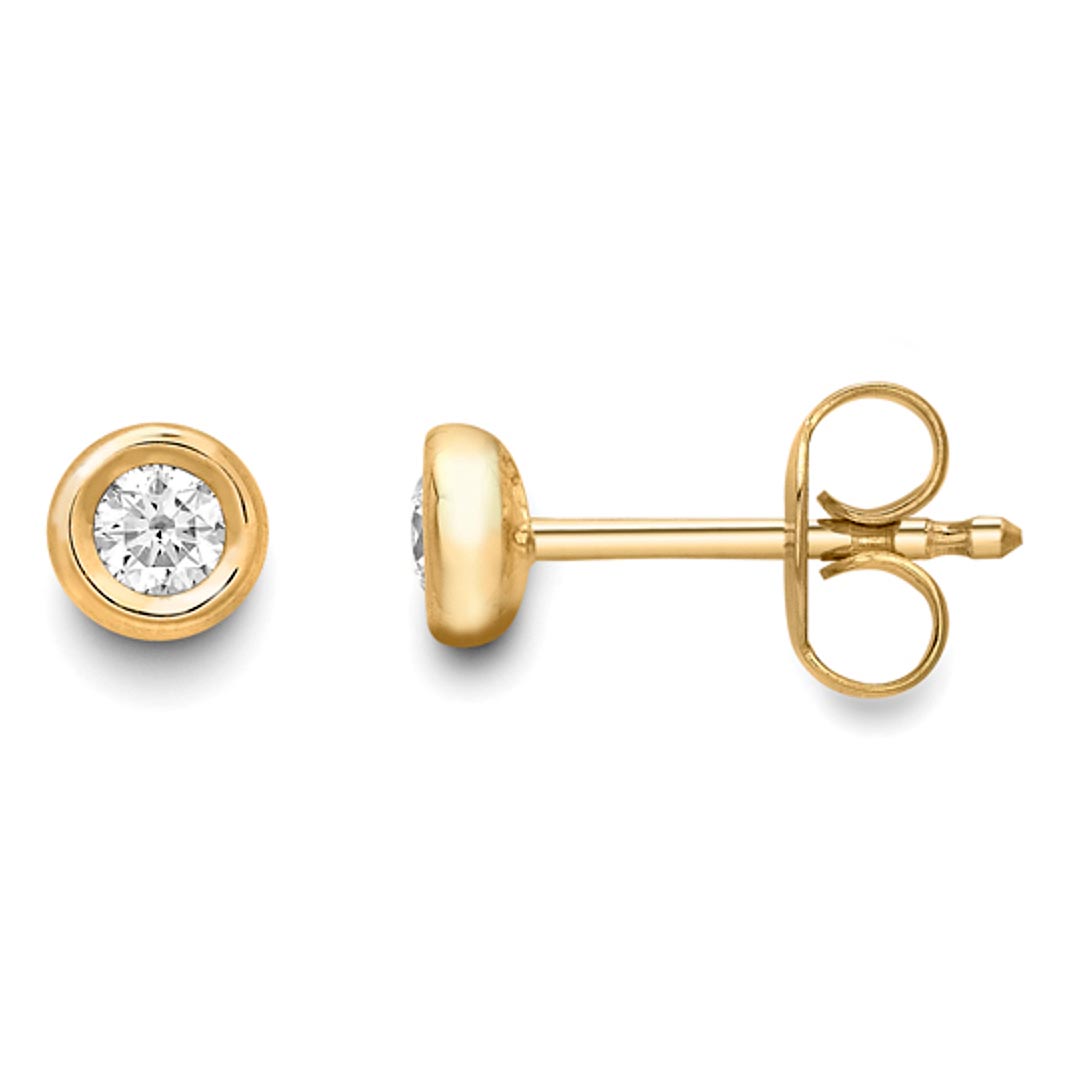 0.16ct Diamond 18ct Yellow Gold Rubover Stud Earrings