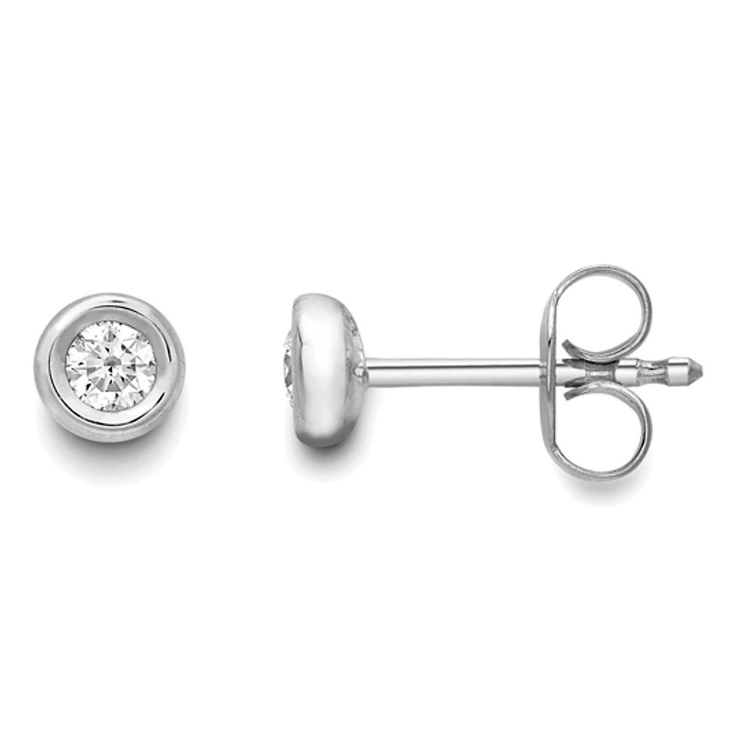 0.28ct Diamond 18ct White Gold Rubover Stud Earrings