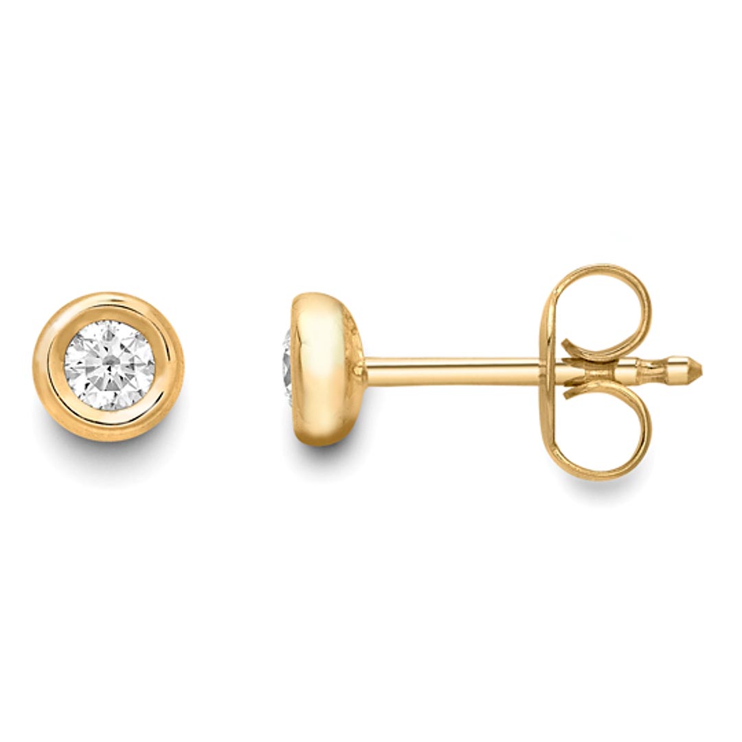 0.28ct Diamond 18ct Yellow Gold Rubover Stud Earrings