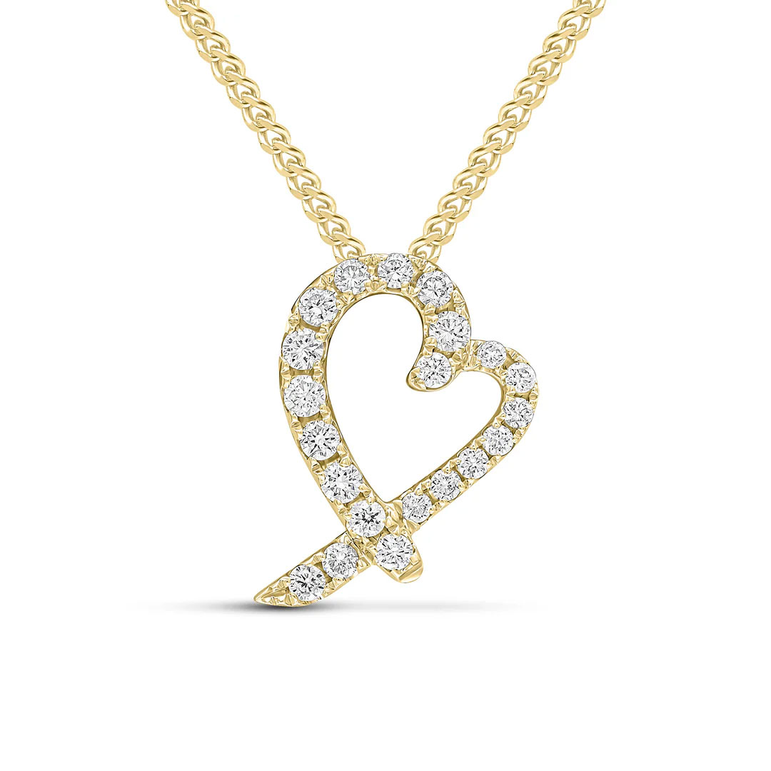 0.28ct Round Diamond Claw Set Heart Shaped Slider 18ct Yellow Gold Pendant