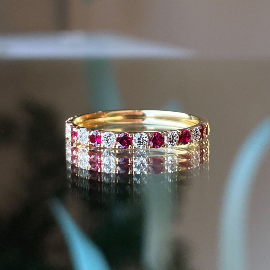 0.28ct Ruby & Diamond 18ct Yellow Gold Eternity Ring