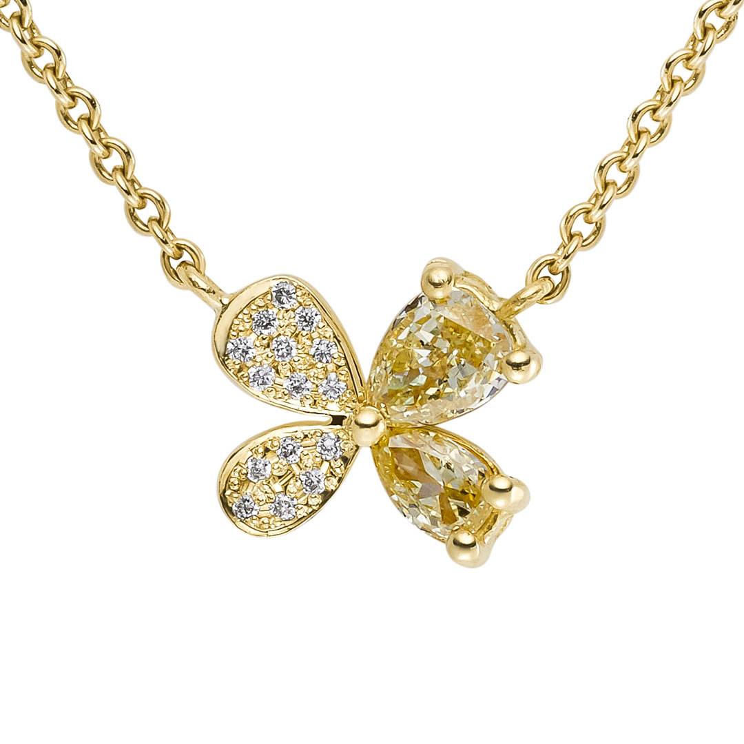 0.29ct Butterfly Yellow Diamond Pear Cut 18ct Yellow Gold Pendant