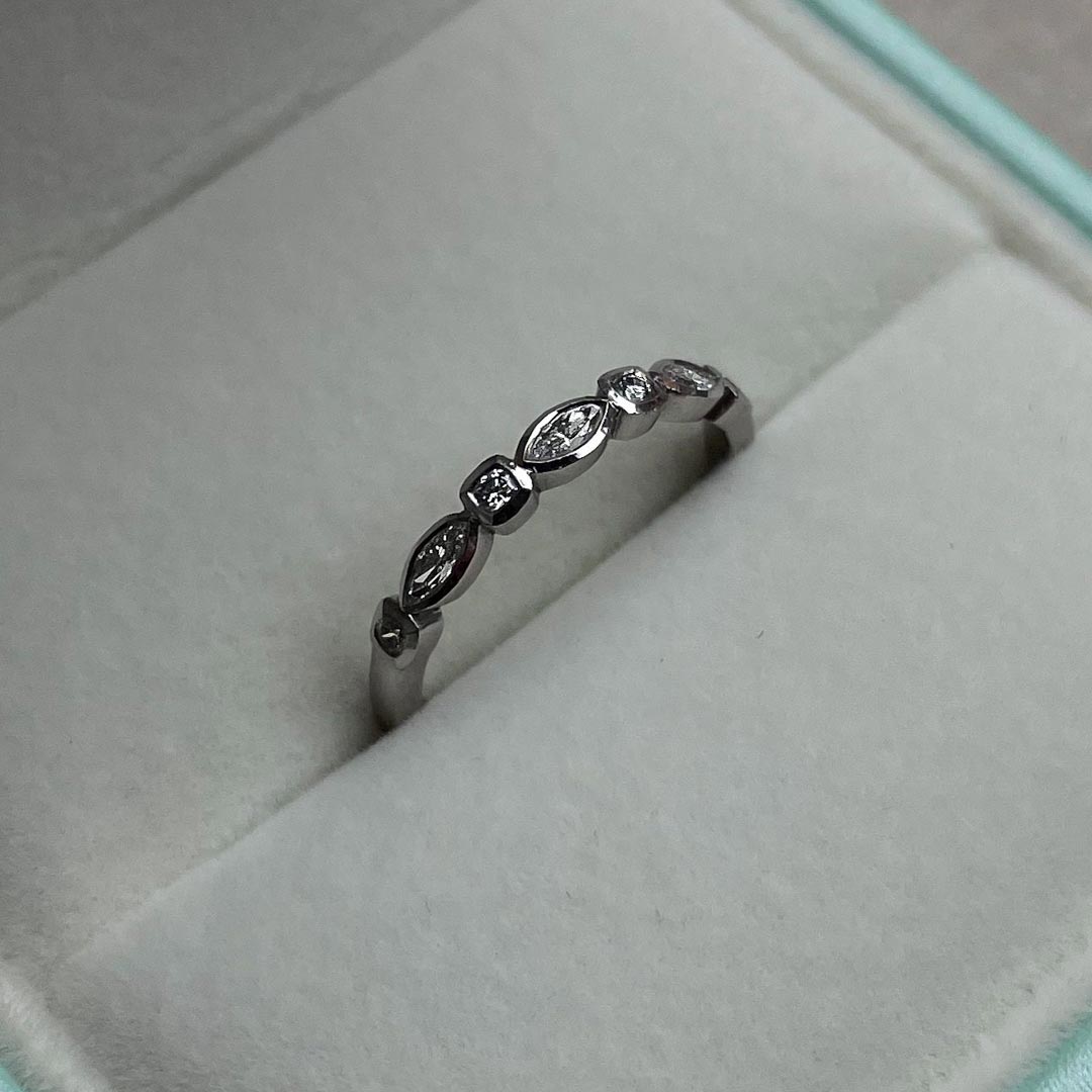 0.40ct Marquise & Round Diamonds Platinum Eternity Ring