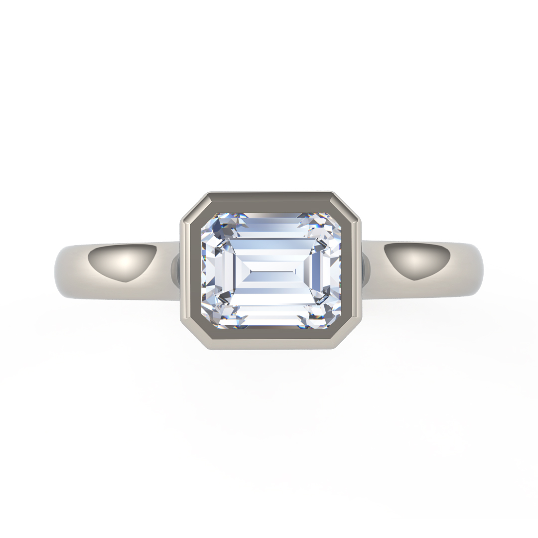 0.42ct Annie Emerald Cut Diamond Solitaire Bezel Set Platinum Engagement Ring