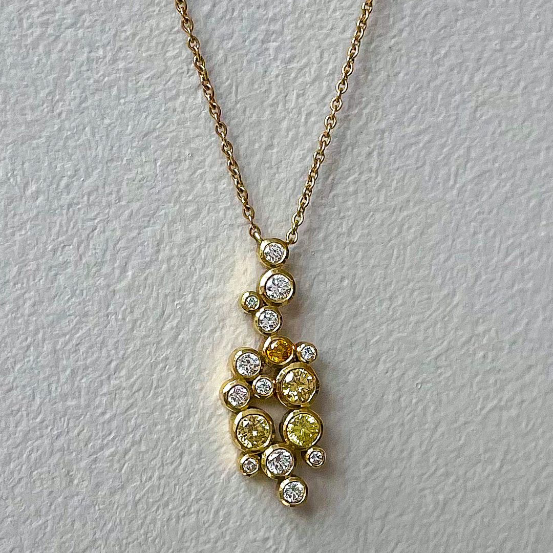 0.43ct Round Yellow Diamond 18ct Yellow Gold Scatter Bubble Pendant