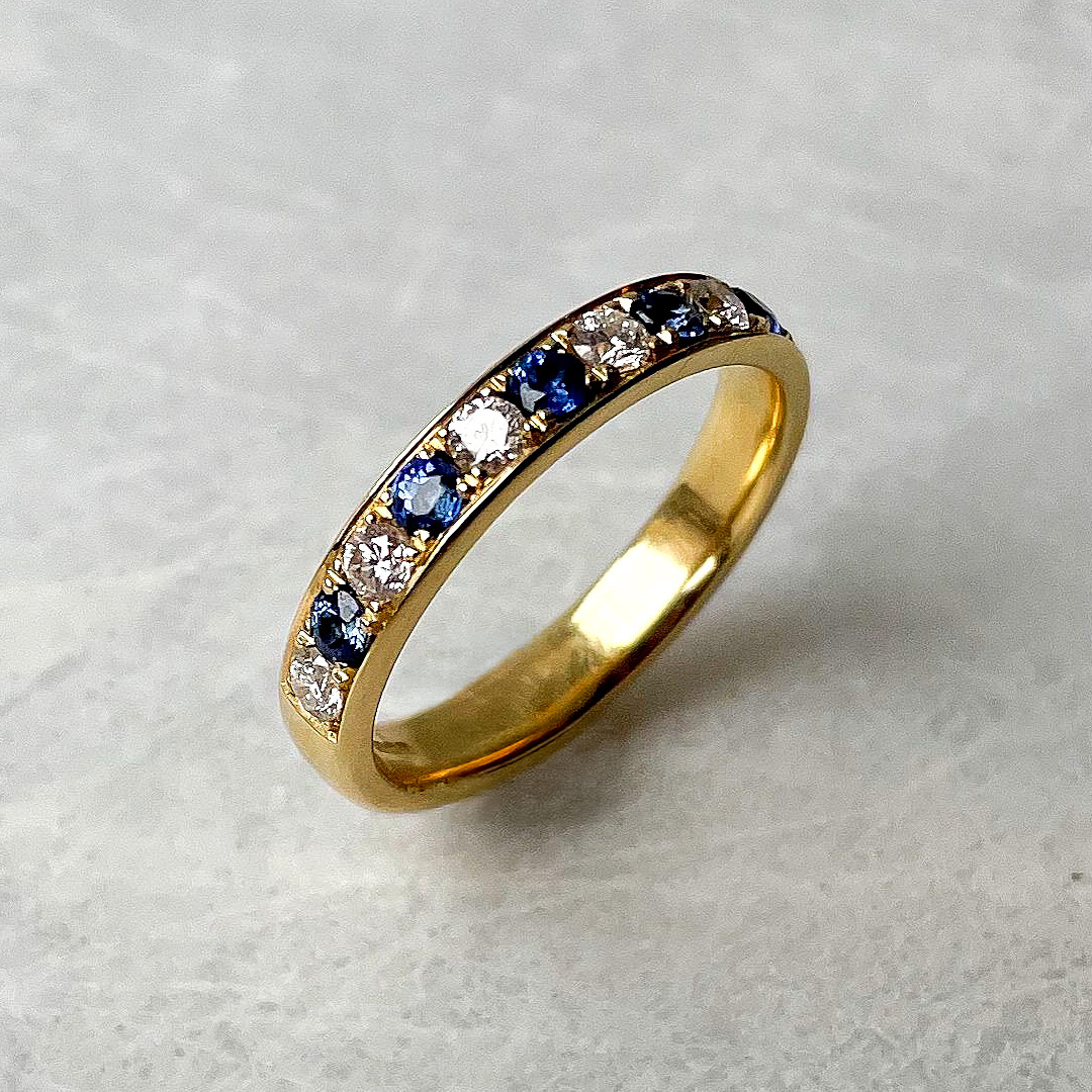 0.43ct Sapphire 0.33ct Thirteen Stone 18ct Yellow Gold Ring