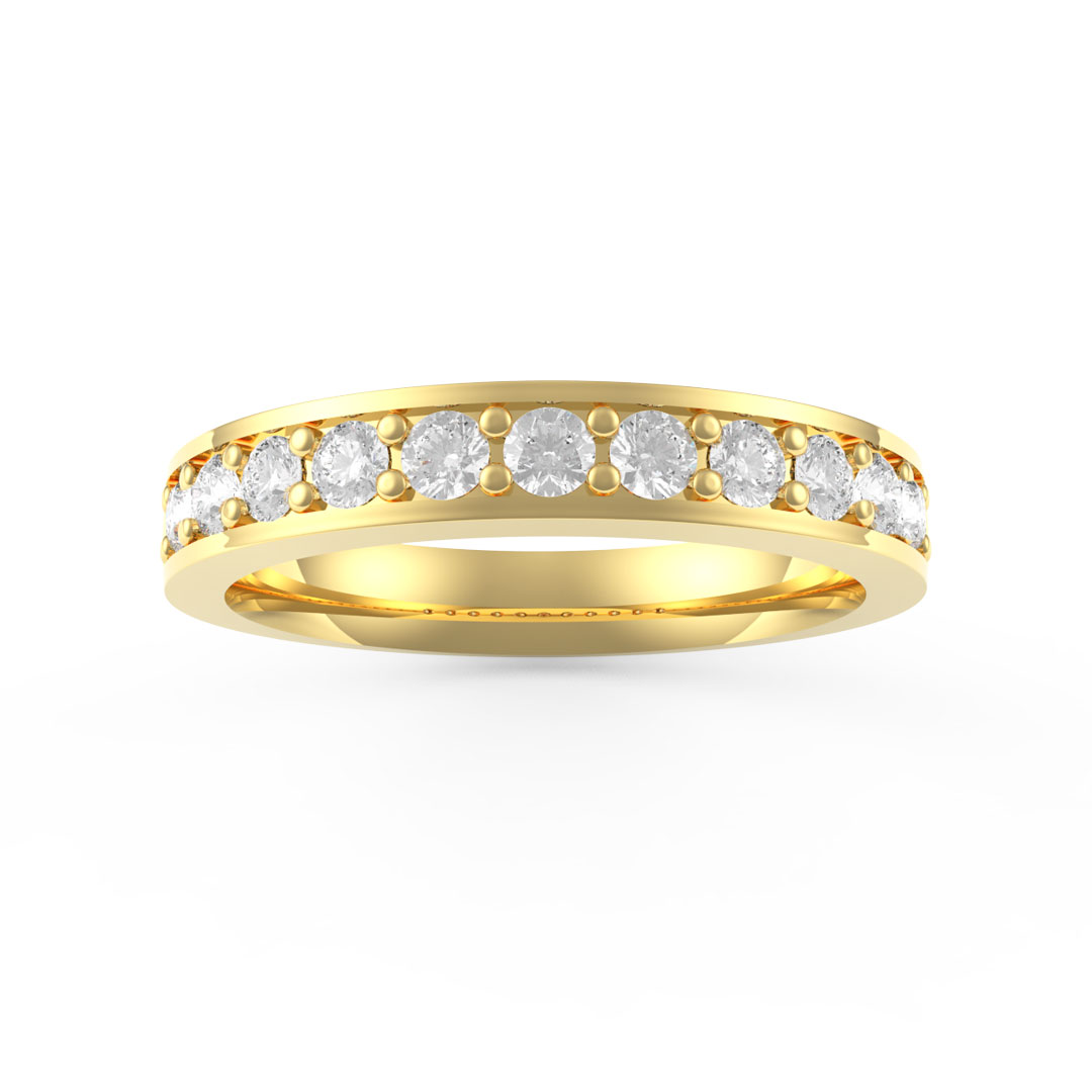 0.50ct Eternity Round Brilliant Cut Diamond Channel Claw Set 18ct Yellow Gold Eternity Ring