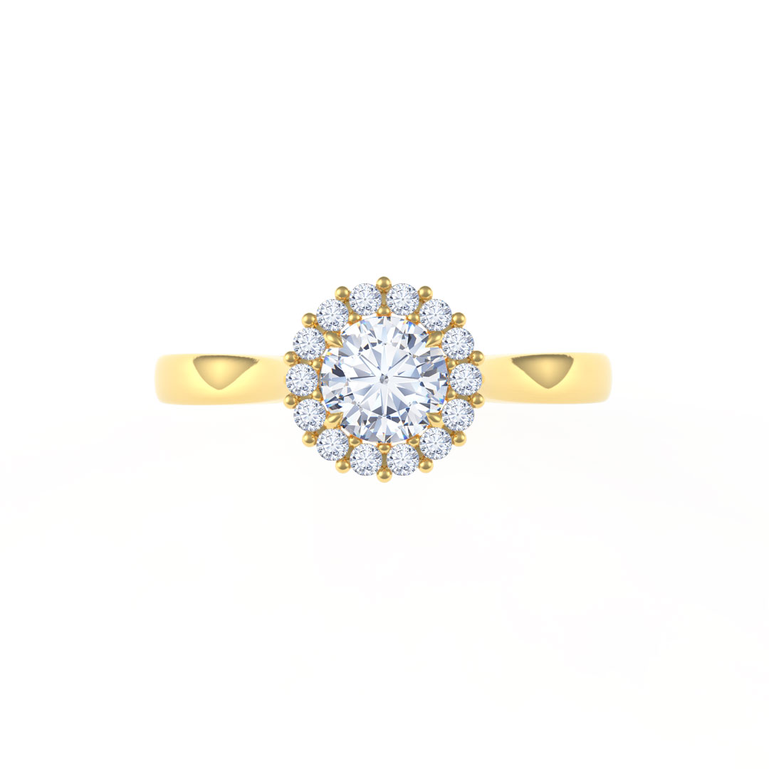 0.50ct Jasmine Round Brilliant Cut Diamond Halo 18ct Yellow Gold Cluster Ring