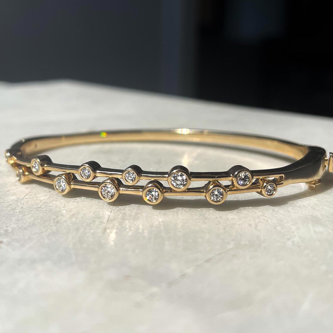 0.50ct Round Diamond 9ct Yellow Gold Bangle