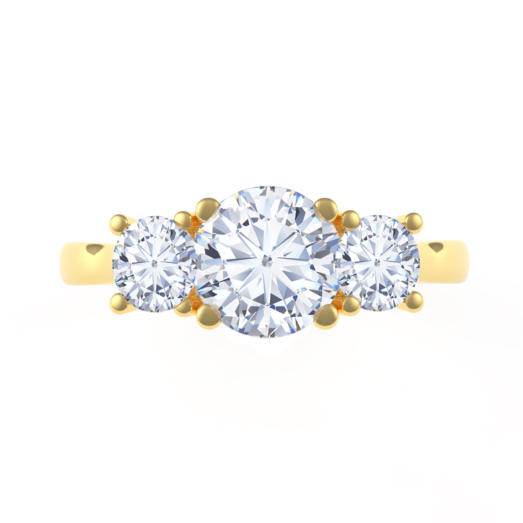 0.54ct Catherine Round Brilliant Cut Three Stone 18ct Yellow Gold Diamond Ring