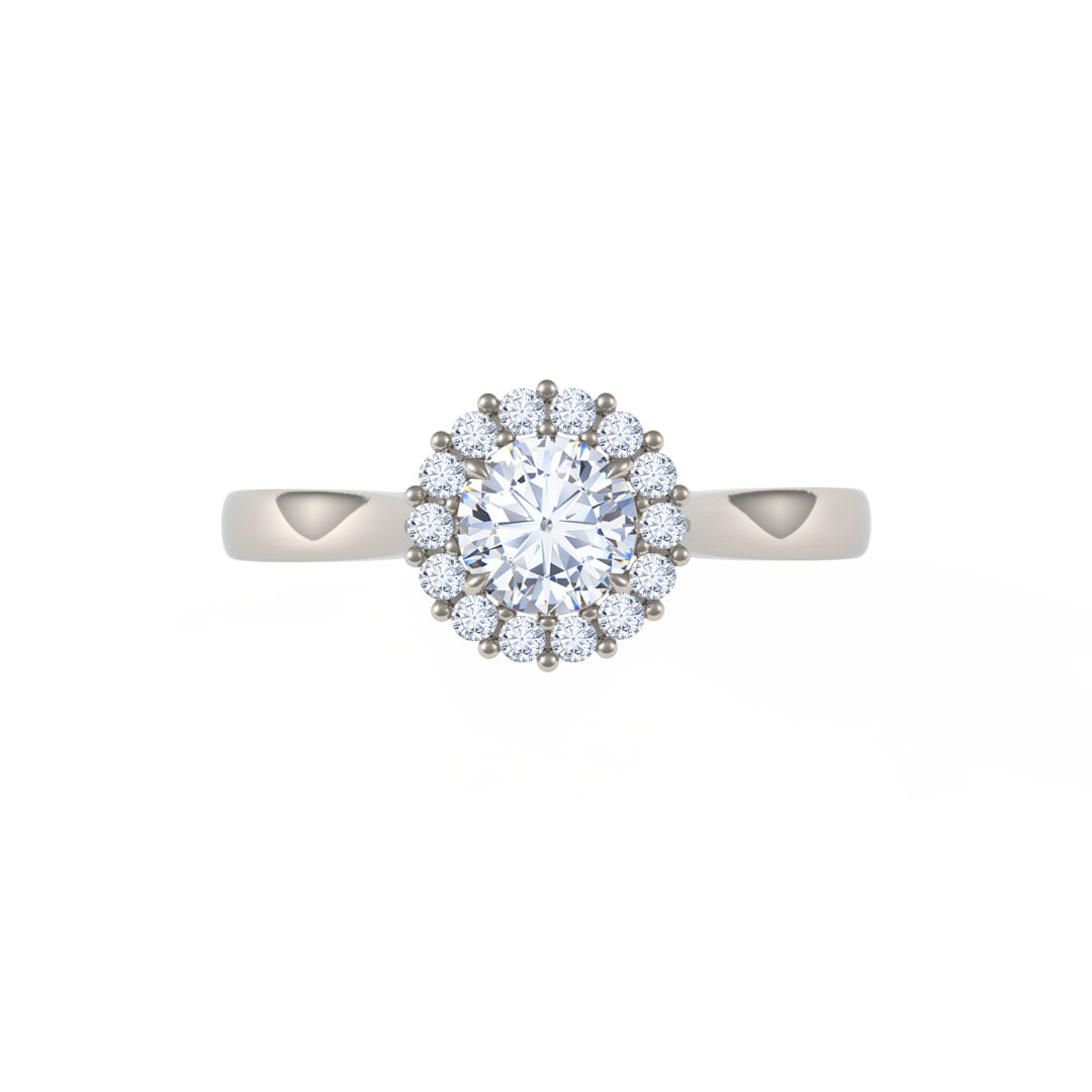 0.54ct Jasmine Round Brilliant Cut Diamond Halo Platinum Cluster Ring