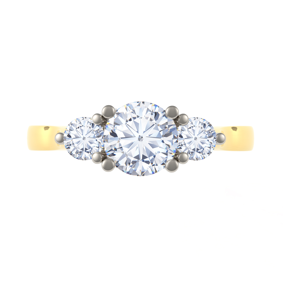 0.56ct Catherine Round Brilliant Cut Diamond Three Stone 18ct Yellow Gold Platinum Engagement Ring