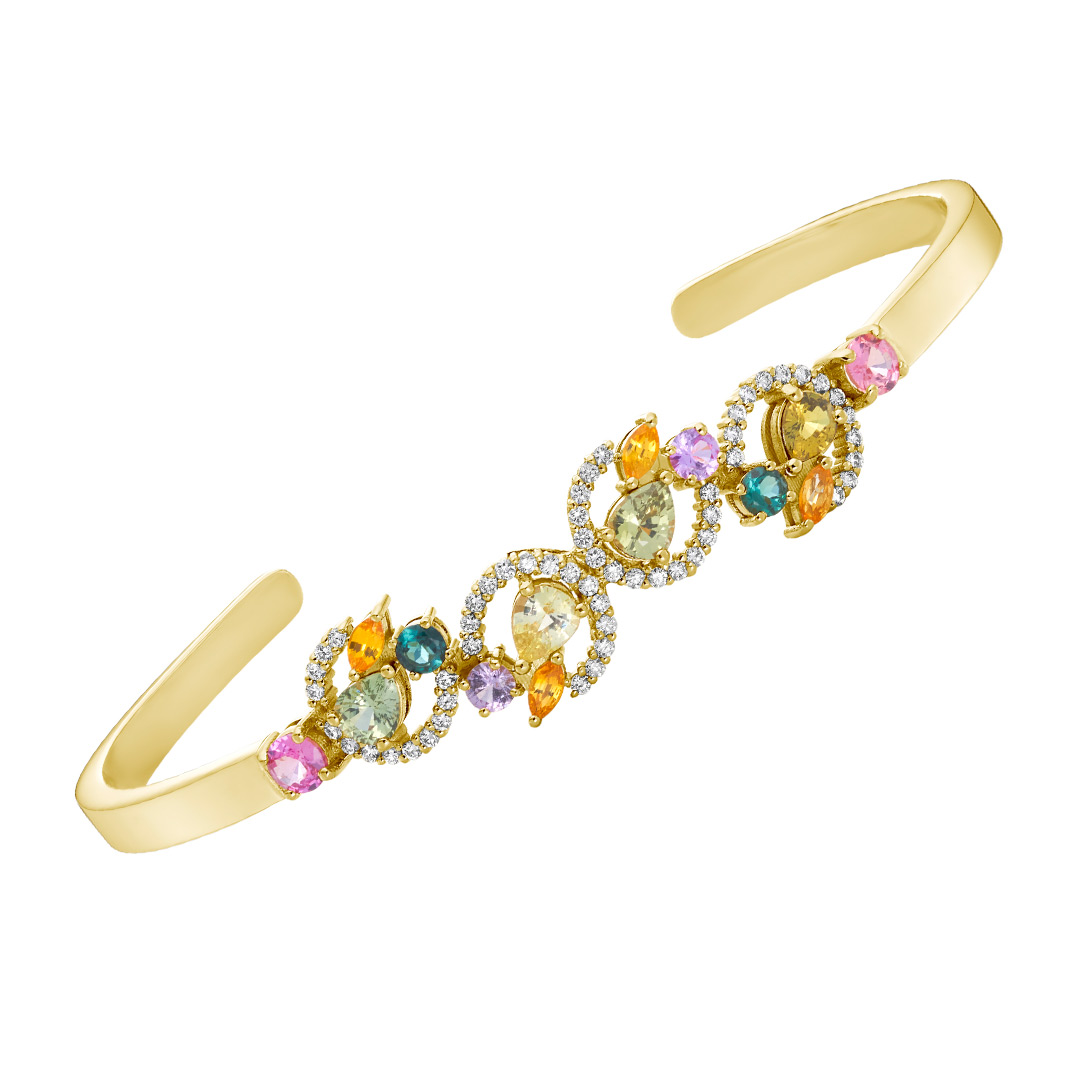 0.56ct Multicolour Sapphire & Diamond Bangle (Hero)