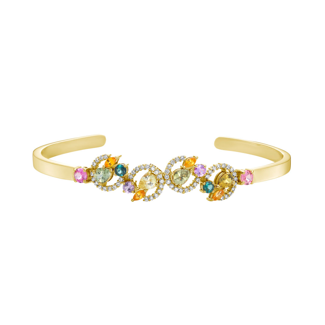 0.56ct Multicolour Sapphire & Diamond Bangle