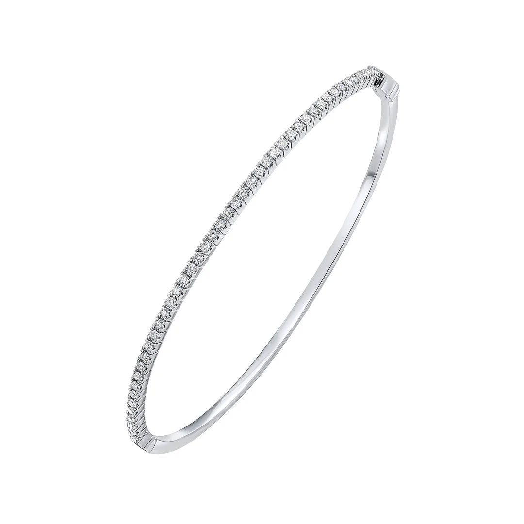 0.57ct Round Diamond 18ct White Gold Bangle