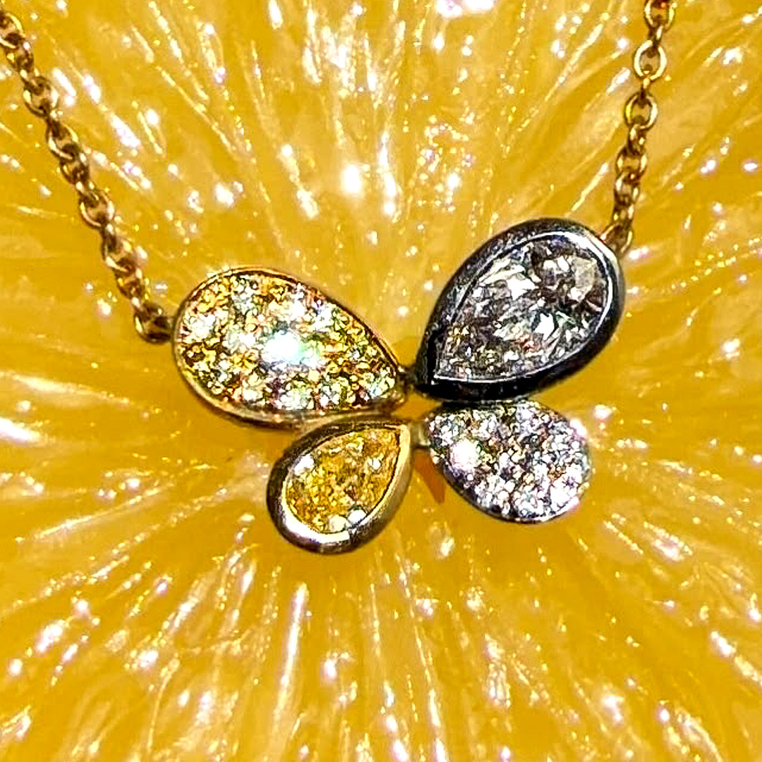 0.66ct Diamond Butterfly 18ct White & Yellow Gold Necklace