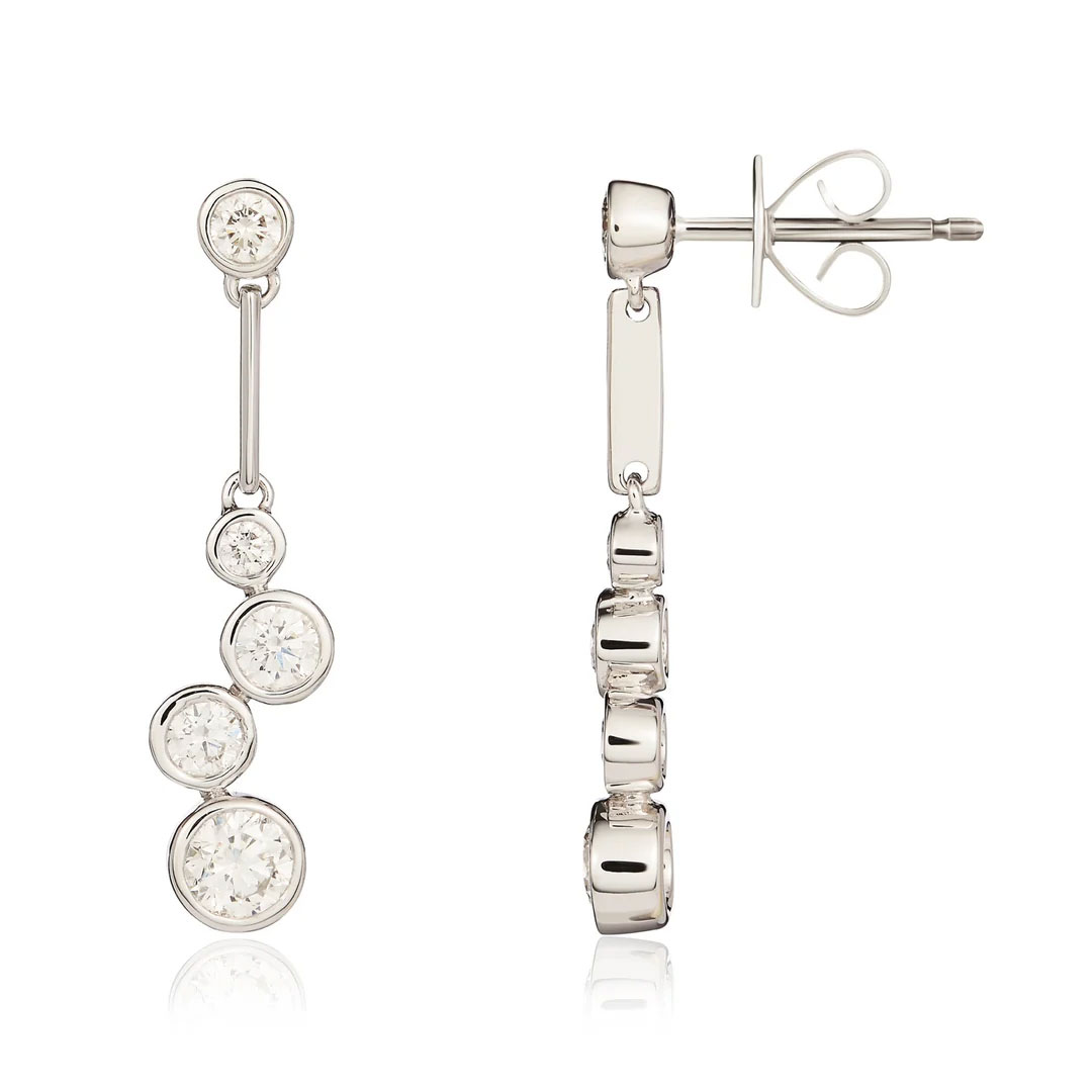 0.79ct Diamond Bubble Drop 18ct White Gold Earrings