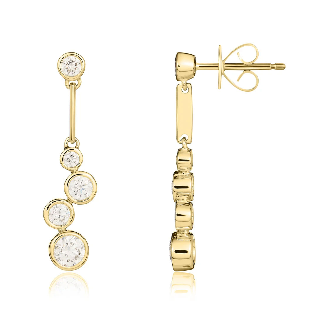 0.79ct Diamond Bubble Drop 18ct Yellow Gold Earrings