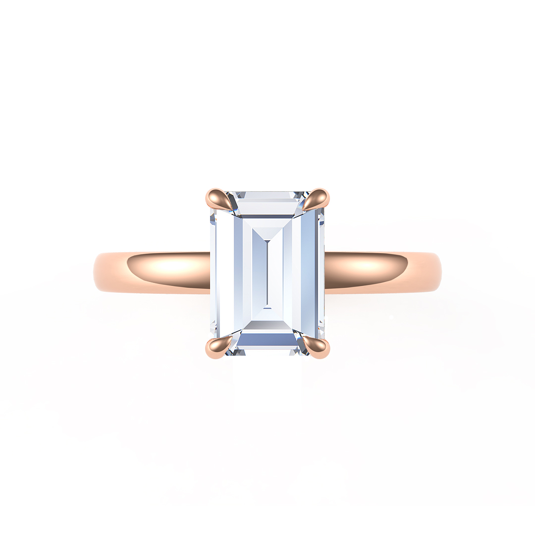 0.80ct Kylie Emerald Cut Diamond Solitaire 18ct Rose Gold Engagement Ring