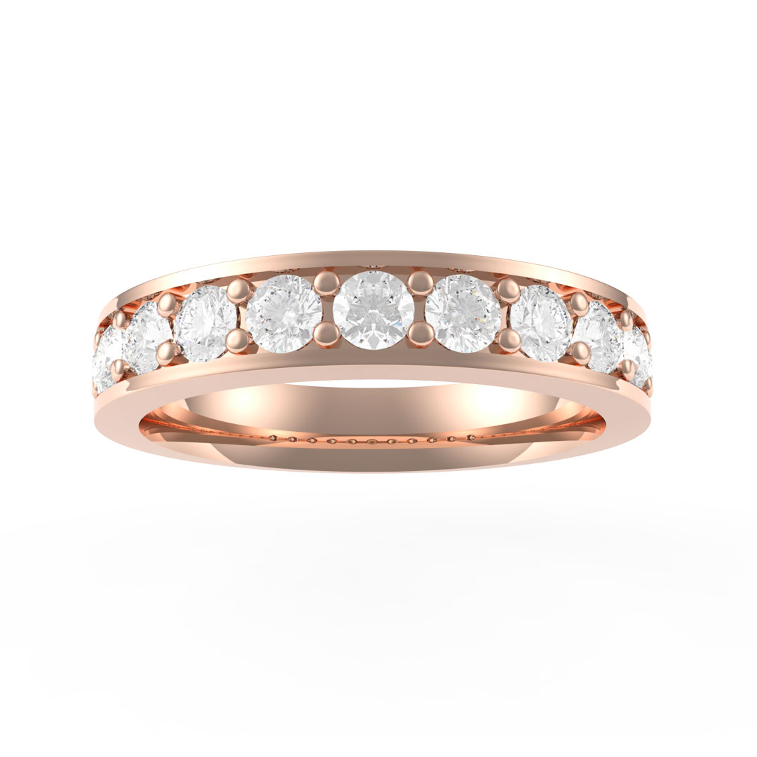 0.82ct Eternity Round Brilliant Cut Diamond Channel Claw Set 18ct Rose Gold Eternity Ring