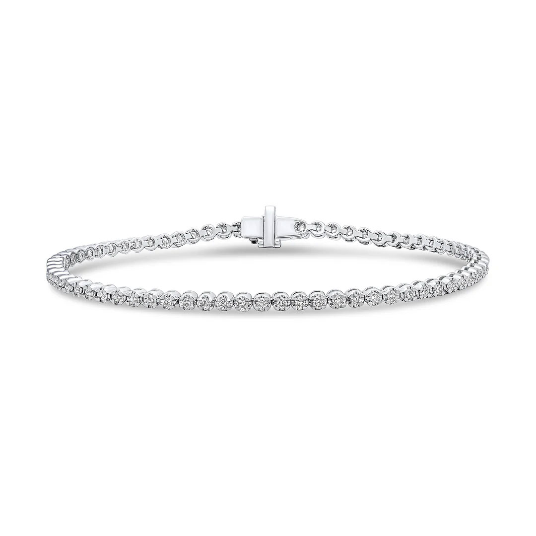 1.00ct Round Brilliant Cut Diamond 18ct White Gold Tennis Bracelet