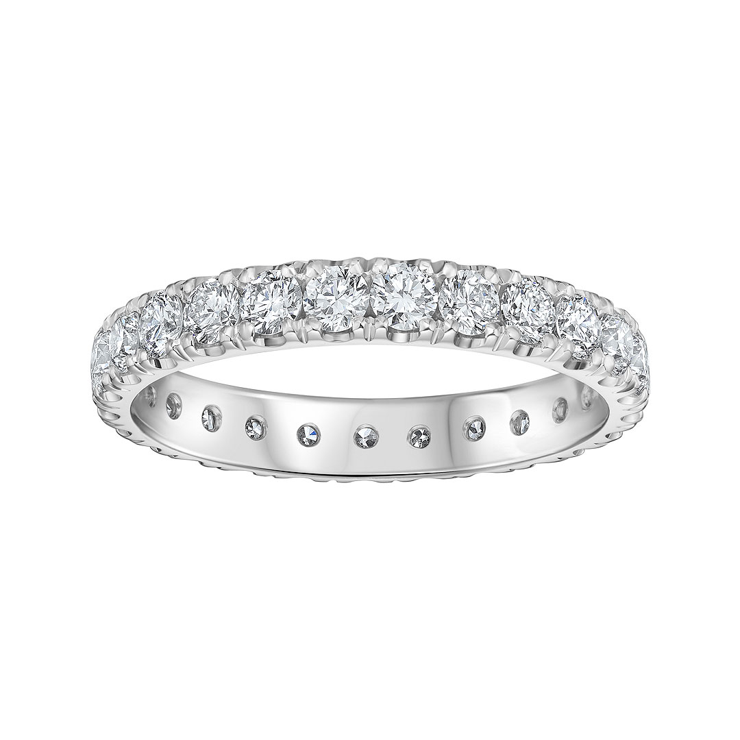 1.05ct Round Brilliant Cut Diamond Castle Set Platinum Eternity Ring