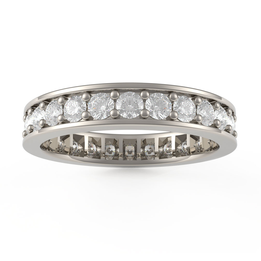 1.21ct Eternity Round Brilliant Cut Diamond Channel Claw Set Platinum Eternity Ring