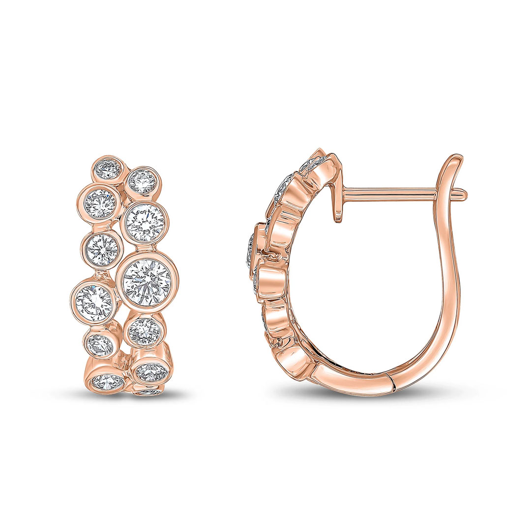 1.25ct Diamond Bubble Hoop 18ct Rose Gold Earrings