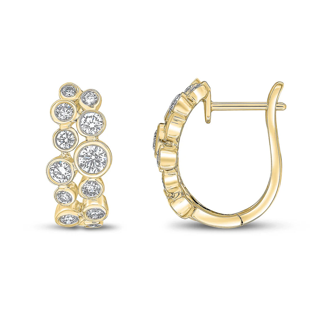 1.25ct Diamond Bubble Hoop 18ct Yellow Gold Earrings