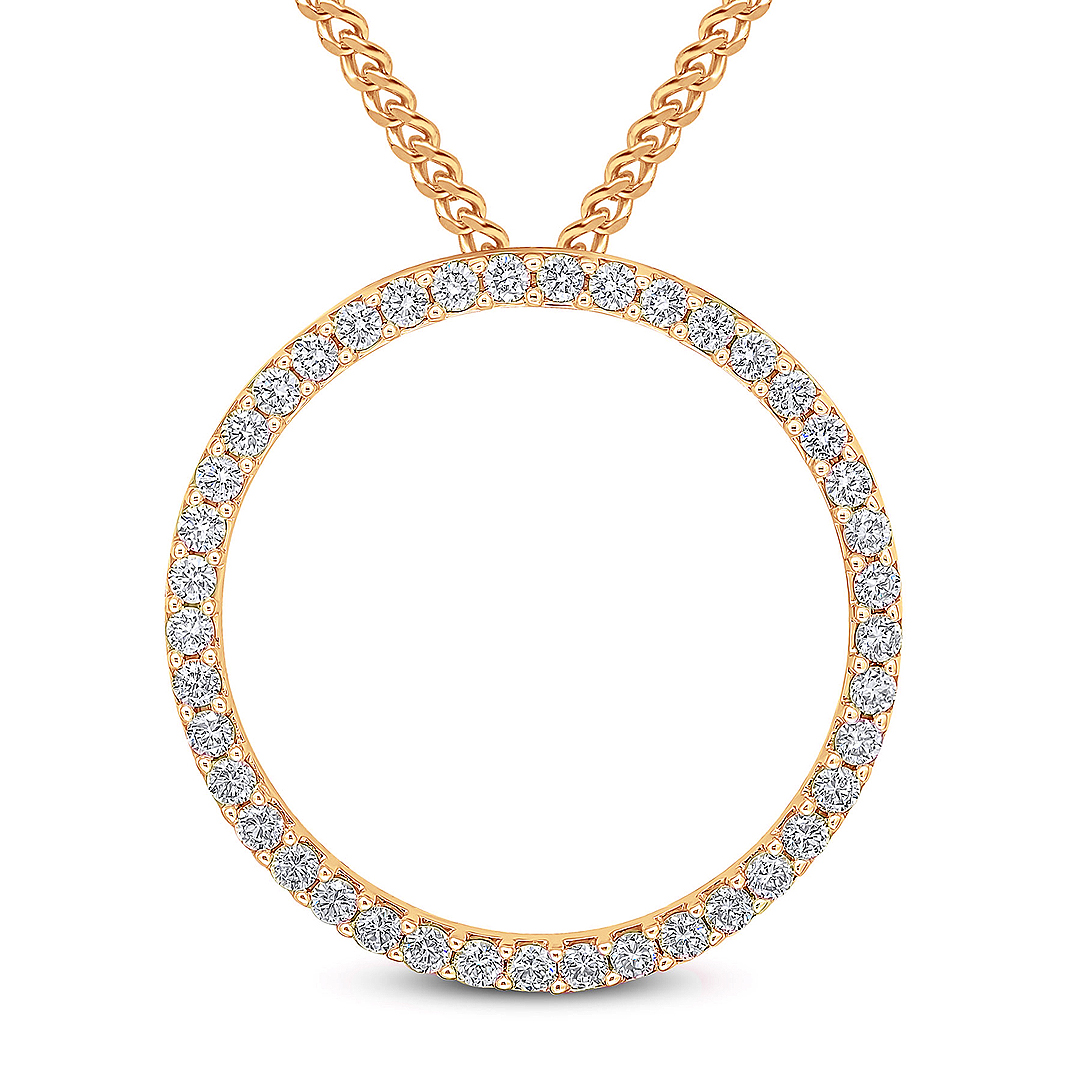 1.29ct Diamond Set Circle 18ct Rose Gold Necklace