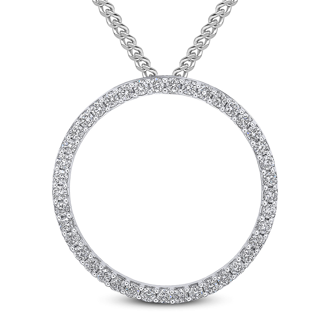 1.29ct Diamond Set Circle 18ct White Gold Necklace