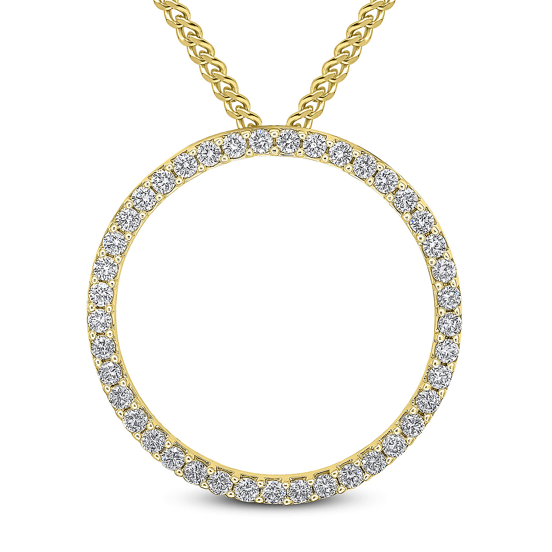 1.29ct Diamond Set Circle 18ct Yellow Gold Necklace