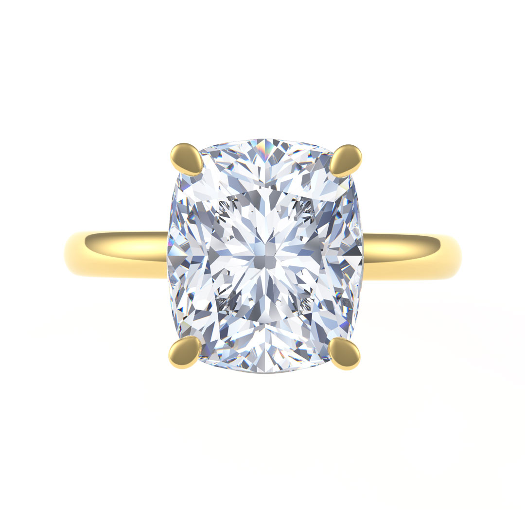 1.51ct Kylie Cushion Cut Diamond Solitaire 18ct Yellow Gold Engagement Ring