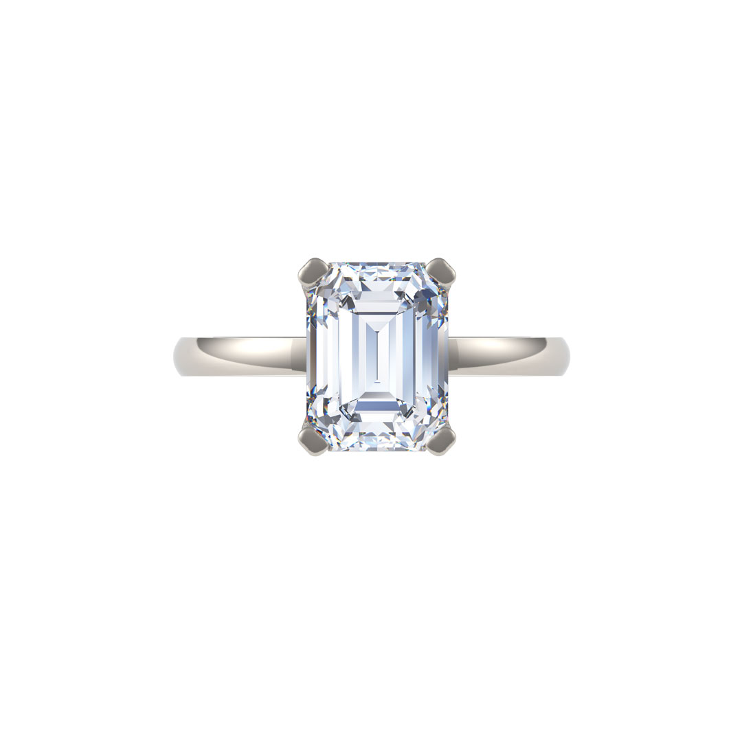 1.51ct Lara Emerald Cut Diamond Solitaire Claw Platinum Engagement Ring