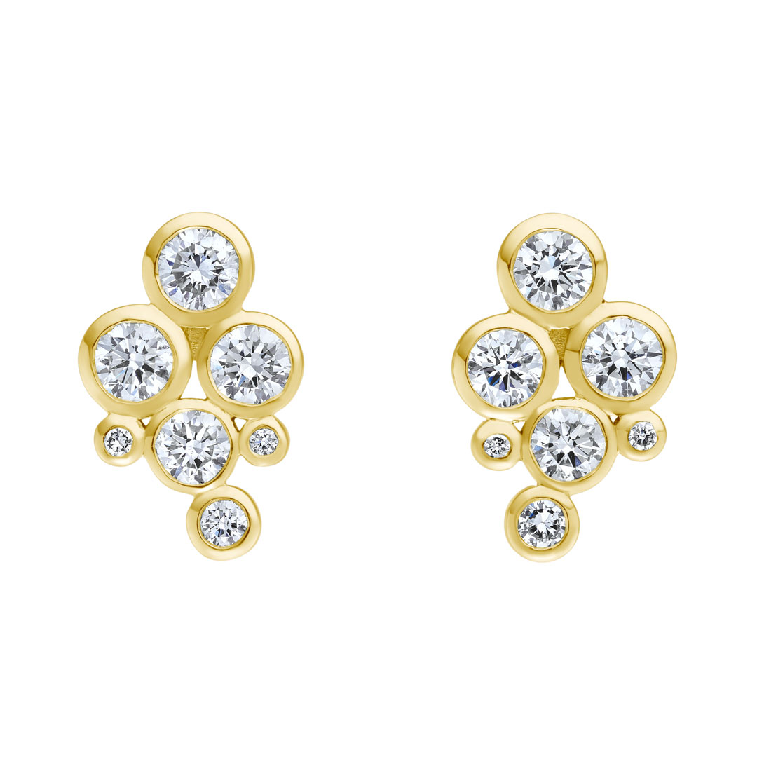 1.62ct Bubble Round Brilliant Cut 18ct Yellow Gold Earrings