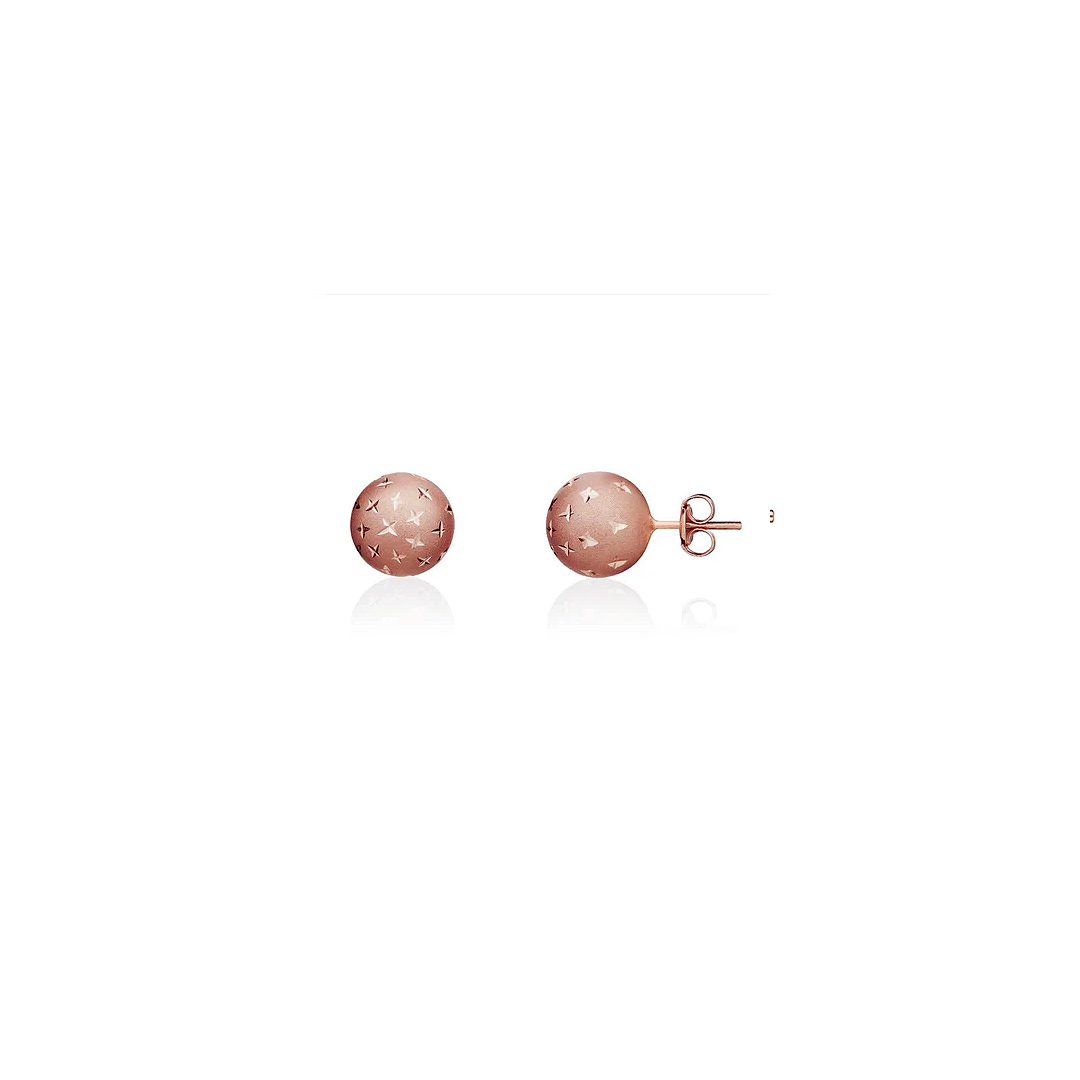 10mm 9ct Rose Gold Satin Star Ball Stud Earrings