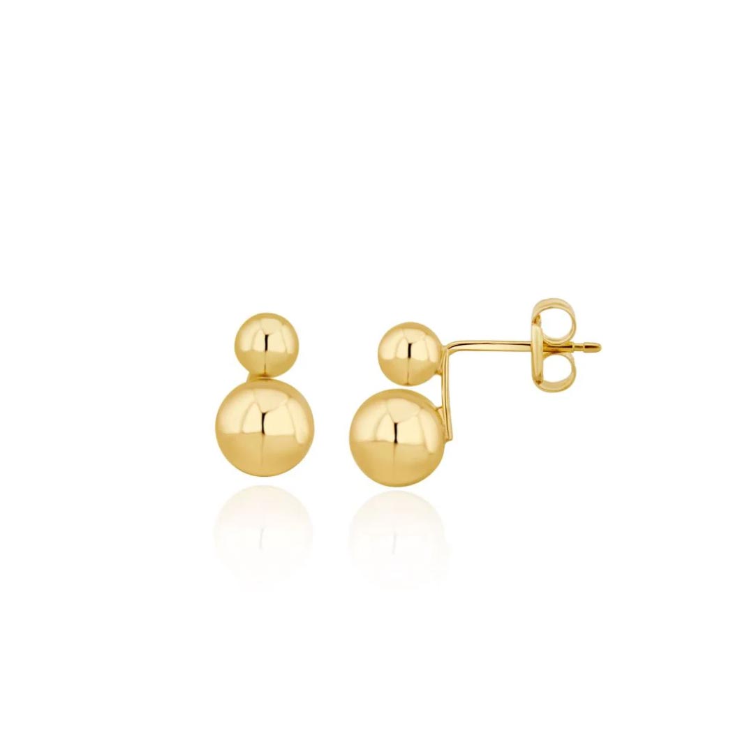 10mm 9ct Yellow Gold Double Ball Stud Earrings