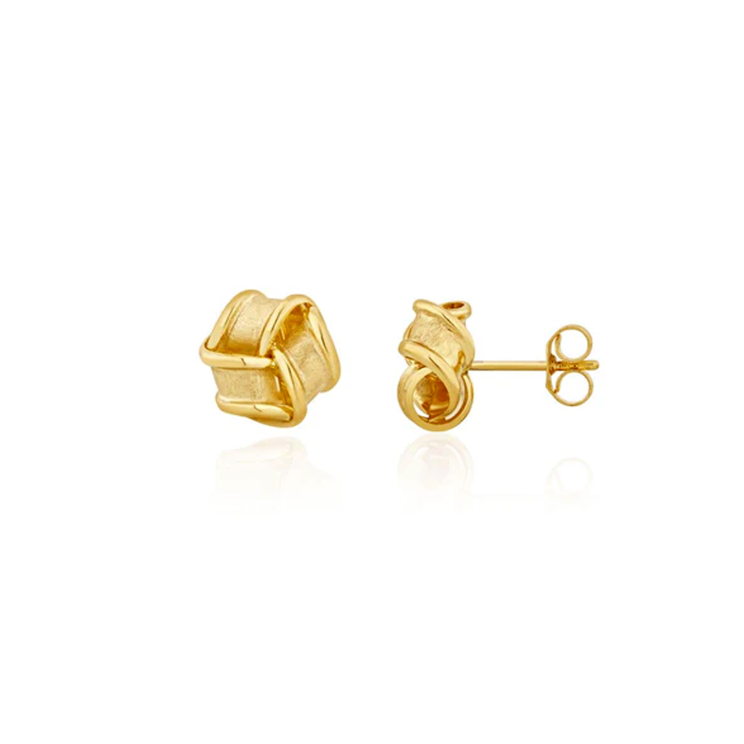 10mm 9ct Yellow Gold Satin/Polished Ribbon Knot Stud Earrings