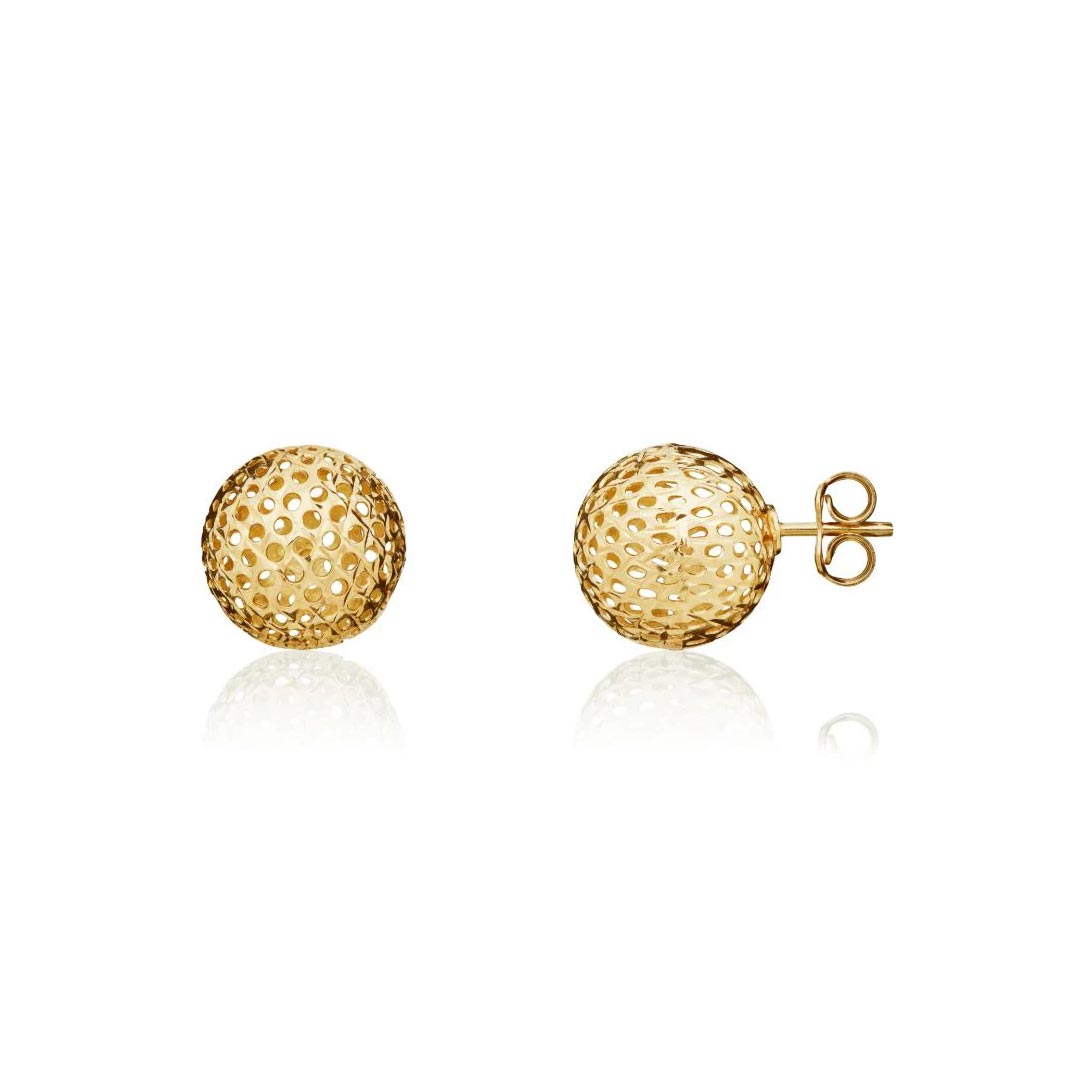 12.5mm 9ct Yellow Gold Pierced Ball Stud Earrings