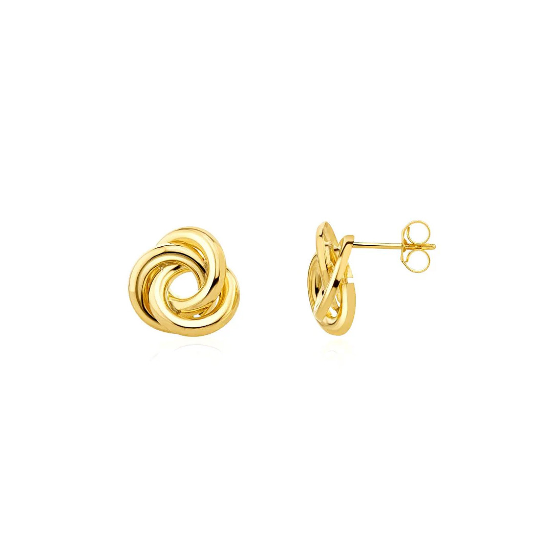 12mm 9ct Yellow Gold Flat Loop Knot Stud Earrings