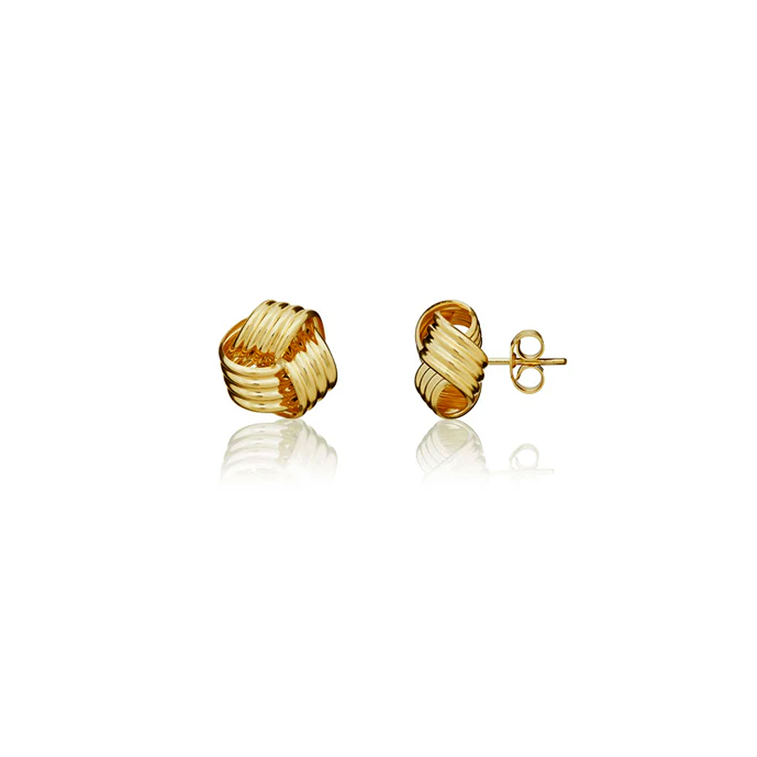 12mm 9ct Yellow Gold Ribbed Knot Stud Earrings