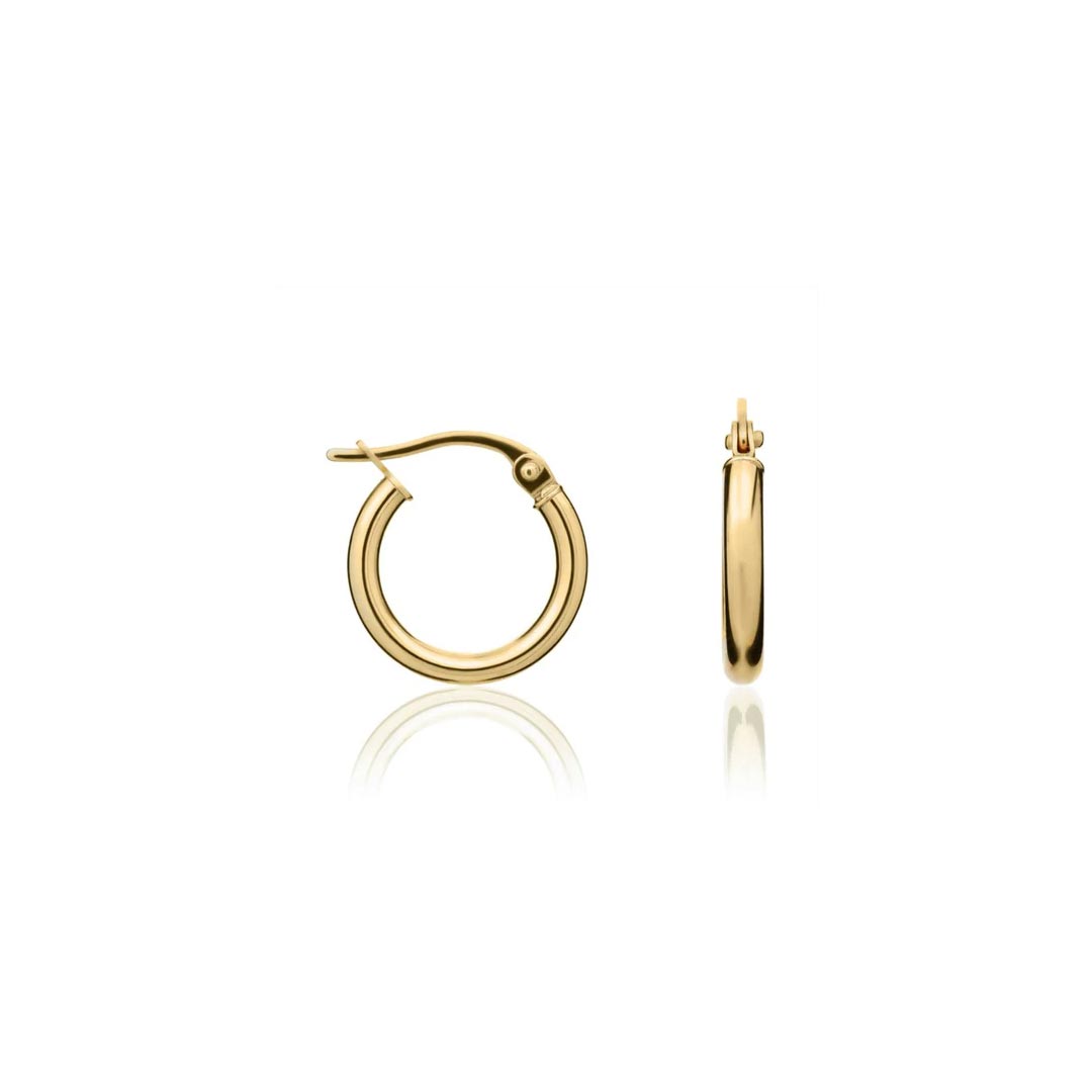 14mm 18ct Yellow Gold Round Hoop Earrings
