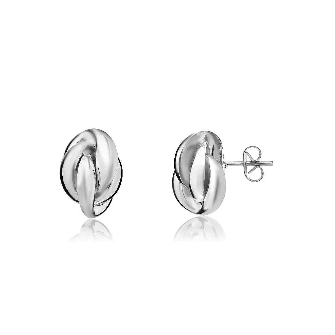 14mm X 9.5mm 9ct White Gold Knot Stud Earrings