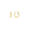 15mm 18ct Yellow Gold Knife Edge Hoop Earrings