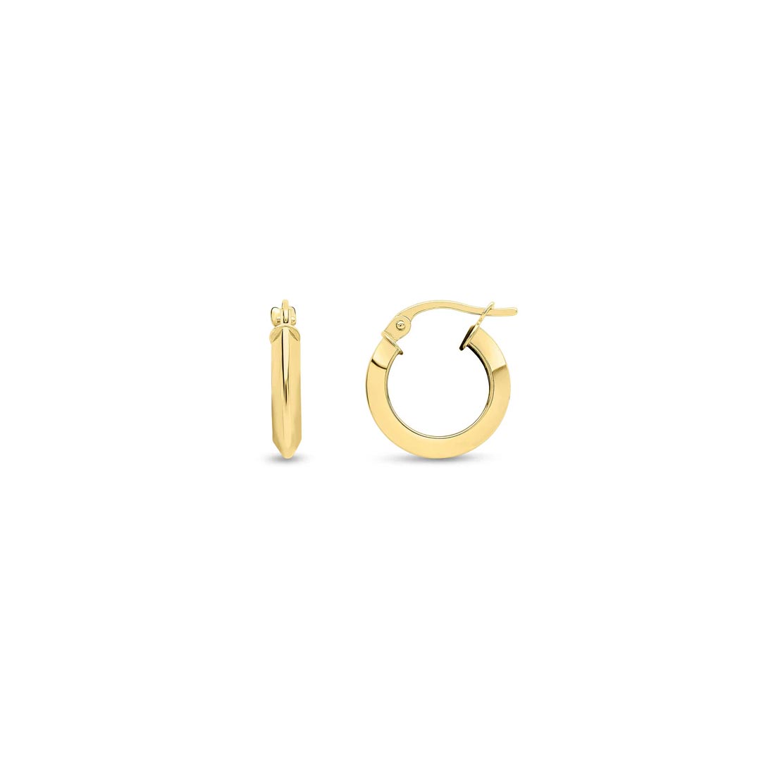 15mm 18ct Yellow Gold Knife Edge Hoop Earrings