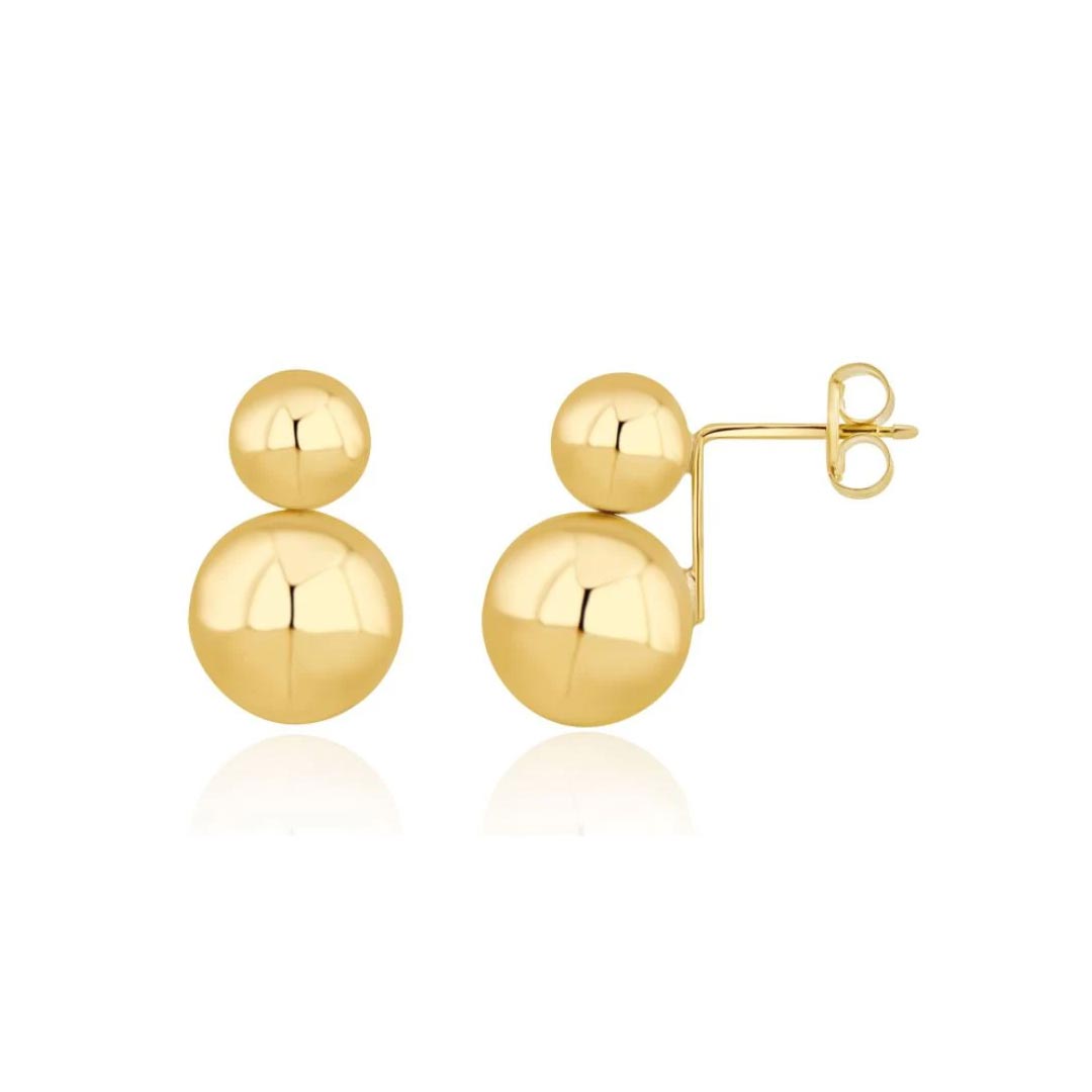 15mm 9ct Yellow Gold Double Ball Stud Earrings